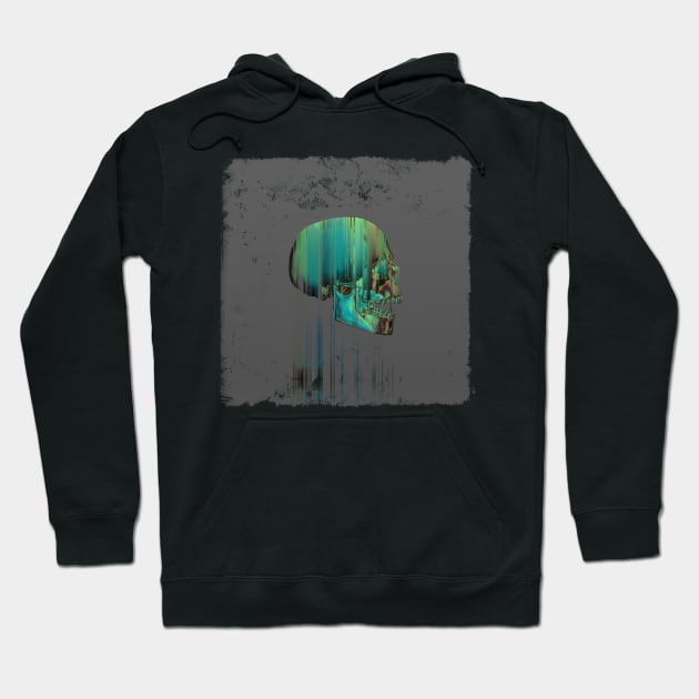 Green Glitch Skull Hoodie by DyrkWyst